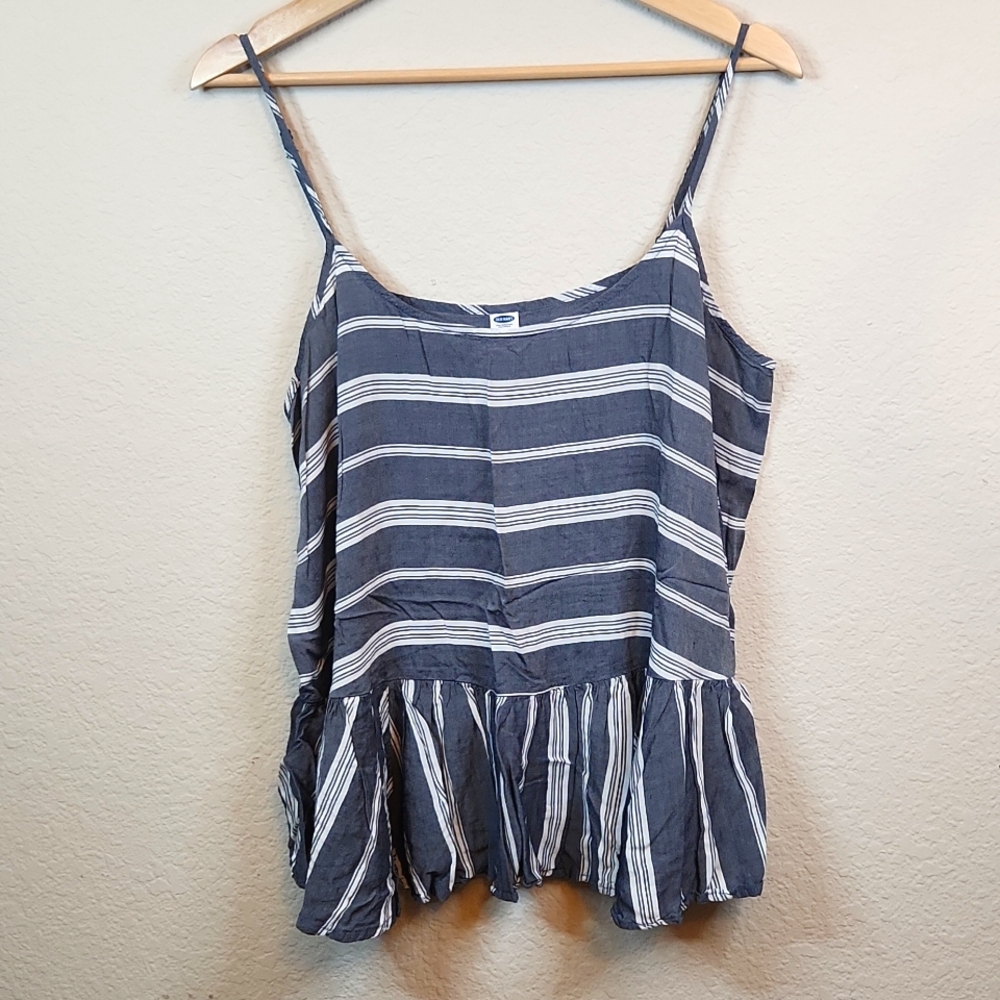Old Navy Stripe Peplum Tank Adjustable Straps